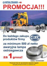 Do każdego zakupu produktów firmy Hella za minimum 500 zł netto awaryjna lampa ostrzegawcza 1 grosz!