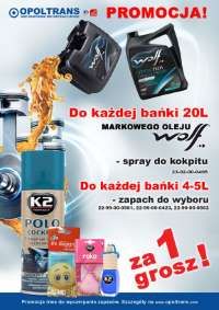 Do każdej bańki 20L Markowego Oleju Wolf spray do kokpitu. Do każdej Bańki 4-5L zapach do wyboru za 1 grosz!