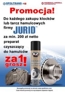 Klocki i tarcze hamulcowe firmy JURID w promocji !