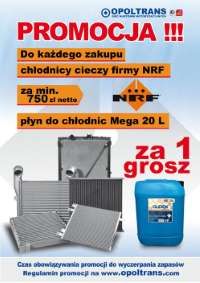 Do każdego zakupu chłodnicy cieczy firmy NRF za min. 750 zł netto płyn do chłodnic Mega 20 litrów!