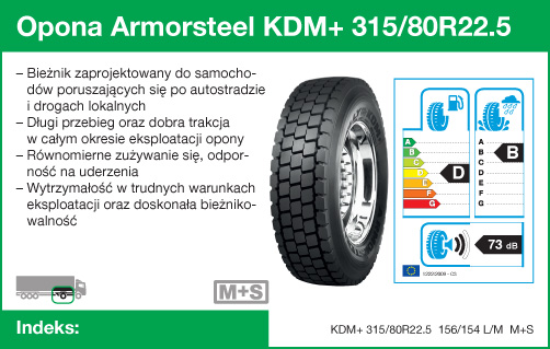 Opona Armorsteel KDM+ 315/80R22.5