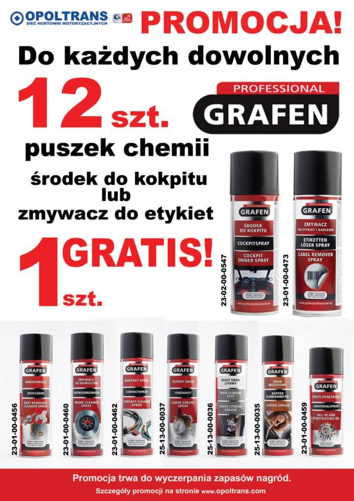 Plakat z promocją produktów Grafen w OPOLTRANS